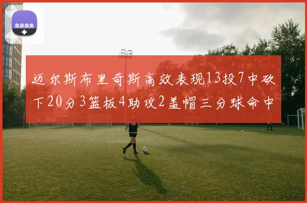 迈尔斯布里奇斯高效表现13投7中砍下20分3篮板4助攻2盖帽三分球命中率出色